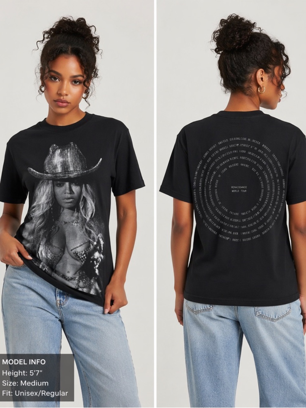 Beyonce Renaissance World Tour Shirt 2023 Unisex Size Medium Black